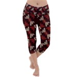 Oriental Dragon Motif Pattern Lightweight Velour Capri Yoga Leggings