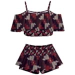 Oriental Dragon Motif Pattern Kids  Off Shoulder Skirt Bikini