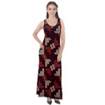 Oriental Dragon Motif Pattern Sleeveless Velour Maxi Dress