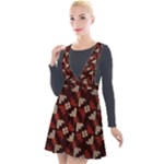 Oriental Dragon Motif Pattern Plunge Pinafore Velour Dress