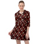 Oriental Dragon Motif Pattern Mini Skater Shirt Dress
