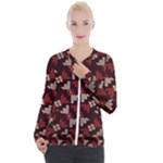 Oriental Dragon Motif Pattern Casual Zip Up Jacket