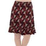 Oriental Dragon Motif Pattern Fishtail Chiffon Skirt