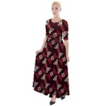 Oriental Dragon Motif Pattern Half Sleeves Maxi Dress