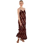 Oriental Dragon Motif Pattern Cami Maxi Ruffle Chiffon Dress