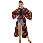 Oriental Dragon Motif Pattern Maxi Kimono