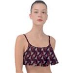 Oriental Dragon Motif Pattern Frill Bikini Top