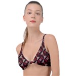 Oriental Dragon Motif Pattern Knot Up Bikini Top