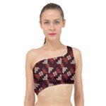 Oriental Dragon Motif Pattern Spliced Up Bikini Top 
