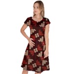 Oriental Dragon Motif Pattern Classic Short Sleeve Dress
