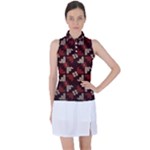 Oriental Dragon Motif Pattern Women s Sleeveless Polo T-Shirt