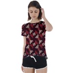 Oriental Dragon Motif Pattern Short Sleeve Open Back T-Shirt