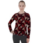 Oriental Dragon Motif Pattern Women s Pique Long Sleeve T-Shirt