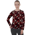 Oriental Dragon Motif Pattern Women s Long Sleeve Raglan T-Shirt