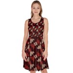 Oriental Dragon Motif Pattern Knee Length Skater Dress With Pockets