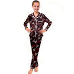 Oriental Dragon Motif Pattern Kids  Satin Long Sleeve Pajamas Set