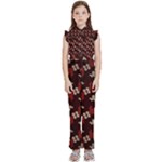 Oriental Dragon Motif Pattern Kids  Sleeveless Ruffle Edge Band Collar Chiffon One Piece