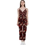 Oriental Dragon Motif Pattern V-Neck Camisole Jumpsuit