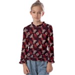 Oriental Dragon Motif Pattern Kids  Frill Detail T-Shirt