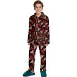 Oriental Dragon Motif Pattern Kids  Long Sleeve Velvet Pajamas Set