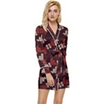Oriental Dragon Motif Pattern Long Sleeve Satin Robe