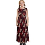 Oriental Dragon Motif Pattern Kids  Satin Sleeveless Maxi Dress