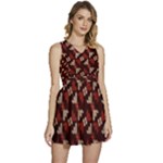 Oriental Dragon Motif Pattern Sleeveless High Waist Mini Dress