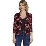 Oriental Dragon Motif Pattern Women s Casual 3/4 Sleeve Spring Jacket