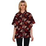 Oriental Dragon Motif Pattern Women s Batwing Button Up Shirt