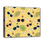 Seamless Pattern Of Sunglasses Tropical Leaves And Flowers Deluxe Canvas 20  x 16  (Stretched)
