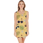 Seamless Pattern Of Sunglasses Tropical Leaves And Flowers Bodycon Dress