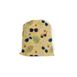 Seamless Pattern Of Sunglasses Tropical Leaves And Flowers Drawstring Pouch (Small)