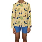 Seamless Pattern Of Sunglasses Tropical Leaves And Flowers Kids  Long Sleeve Swimwear