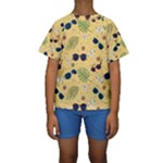 Seamless Pattern Of Sunglasses Tropical Leaves And Flowers Kids  Short Sleeve Swimwear