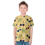 Seamless Pattern Of Sunglasses Tropical Leaves And Flowers Kids  Cotton T-Shirt