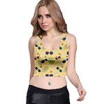 Seamless Pattern Of Sunglasses Tropical Leaves And Flowers Racer Back Crop Top