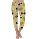 Seamless Pattern Of Sunglasses Tropical Leaves And Flowers Capri Winter Leggings 