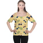 Seamless Pattern Of Sunglasses Tropical Leaves And Flowers Cutout Shoulder T-Shirt