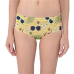 Seamless Pattern Of Sunglasses Tropical Leaves And Flowers Mid-Waist Bikini Bottoms