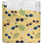 Seamless Pattern Of Sunglasses Tropical Leaves And Flowers Duvet Cover Double Side (King Size)
