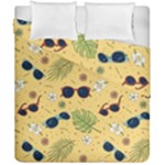 Seamless Pattern Of Sunglasses Tropical Leaves And Flowers Duvet Cover Double Side (California King Size)