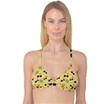 Seamless Pattern Of Sunglasses Tropical Leaves And Flowers Reversible Tri Bikini Top