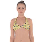 Seamless Pattern Of Sunglasses Tropical Leaves And Flowers Halter Neck Bikini Top