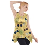 Seamless Pattern Of Sunglasses Tropical Leaves And Flowers Side Drop Tank Tunic