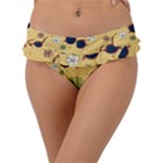 Seamless Pattern Of Sunglasses Tropical Leaves And Flowers Frill Bikini Bottoms