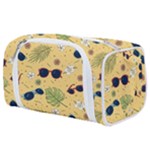 Seamless Pattern Of Sunglasses Tropical Leaves And Flowers Toiletries Pouch