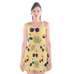 Seamless Pattern Of Sunglasses Tropical Leaves And Flowers Scoop Neck Skater Dress