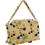 Seamless Pattern Of Sunglasses Tropical Leaves And Flowers Canvas Crossbody Bag