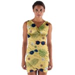 Seamless Pattern Of Sunglasses Tropical Leaves And Flowers Wrap Front Bodycon Dress