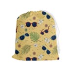 Seamless Pattern Of Sunglasses Tropical Leaves And Flowers Drawstring Pouch (XL)